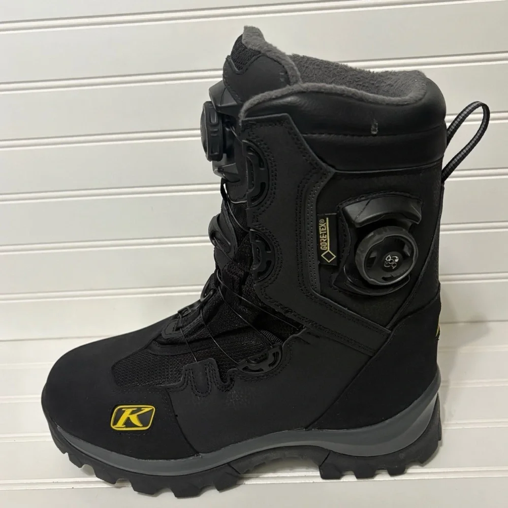 KLIM Adrenaline GTX Snowmobile Goretex Snow Boots BOA Lacing Black Mens Size 8
